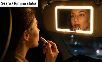 Oglindă Cosmetica Auto cu 3 Moduri de Lumină – Upgrade-ul Esențial pentru Mașina Ta.