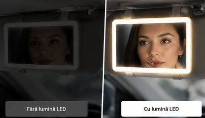 Oglindă Cosmetica Auto cu 3 Moduri de Lumină – Upgrade-ul Esențial pentru Mașina Ta.