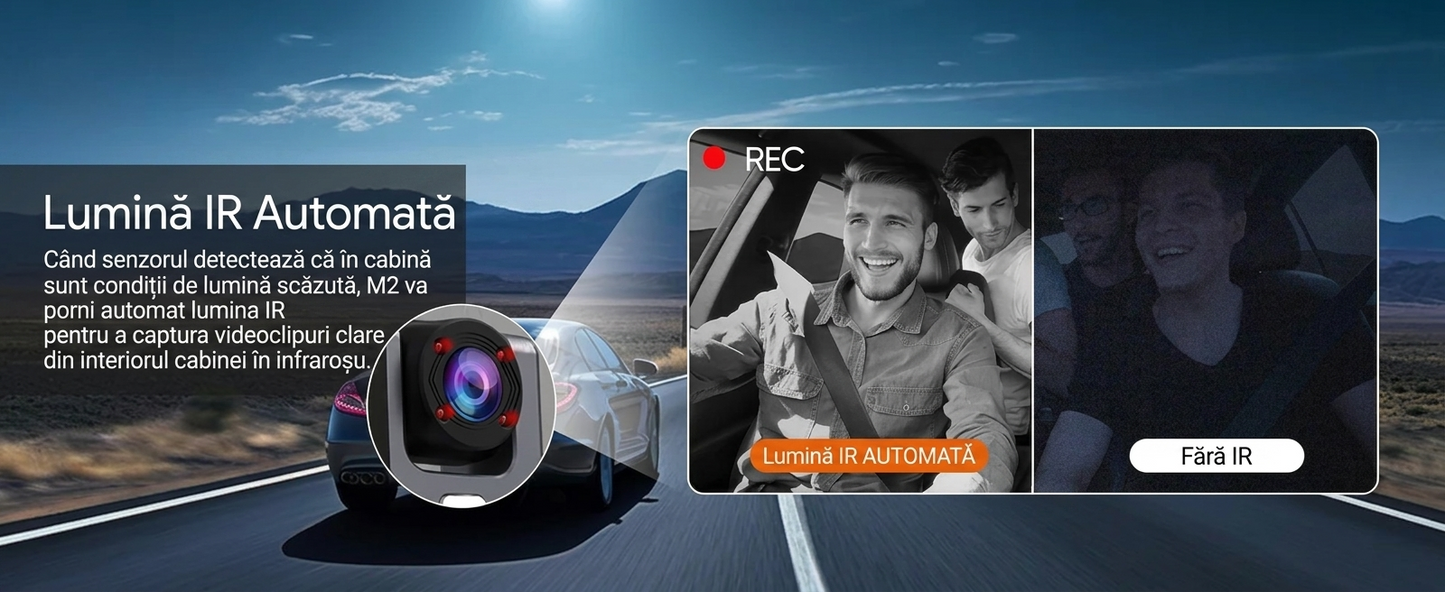 Cameră auto cu triplu obiectiv, 2,1 inch, 1080P, Full HD,G-Sense, înregistrare video
